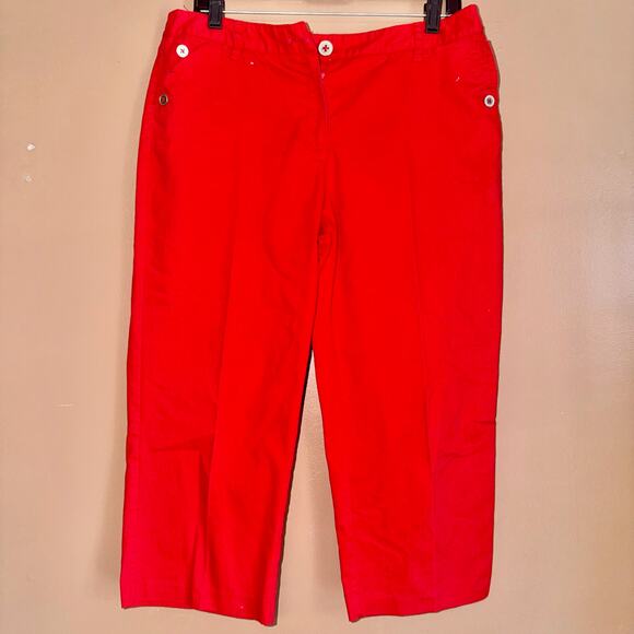 Zac & Rachel Women's Capri Red Flat Front Pants - Size 10 - Picture 1 of 7